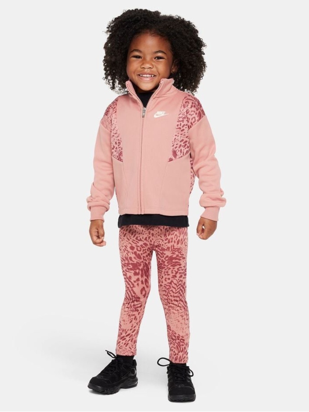 Nike Girls Rose Pink Animal Print 2 Piece Jacket and Pants Set 2T